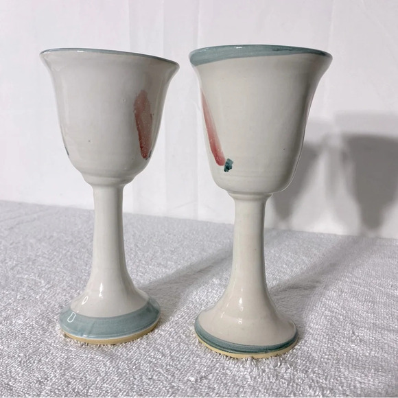 Vintage Ceramic Stoneware Pottery Goblets x2 - Picture 2 of 8